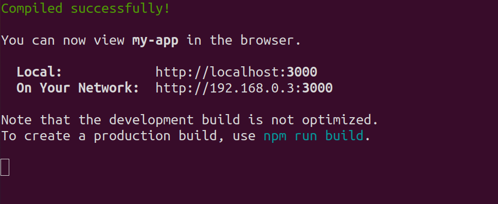 Figure 2: React reports successful deployment